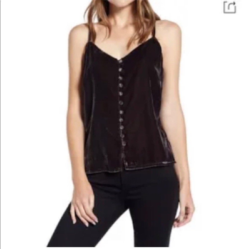 Cupcakes and Cashmere Delaine Velvet Tank Brown S